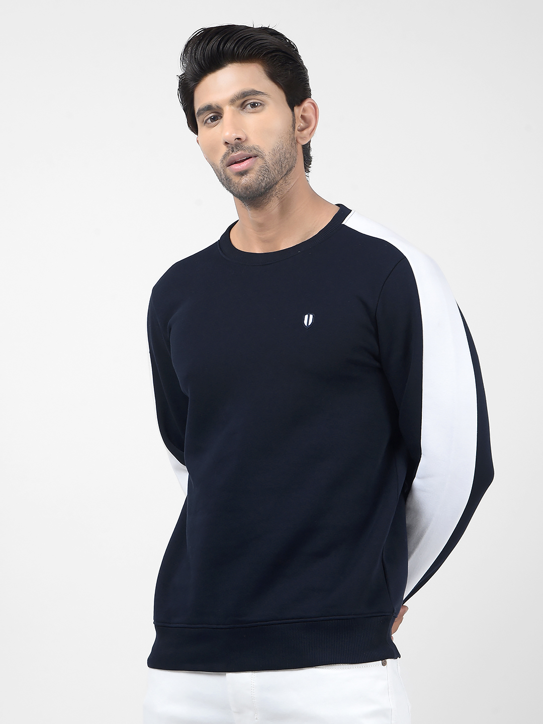 Numero Uno Men Navy Blue Colorblock Sweatshirt